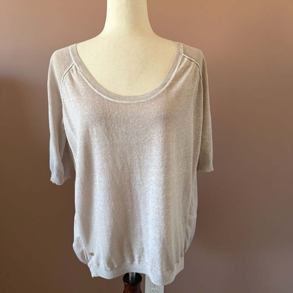 Day Birger et Mikkelsen 100% Silk Back Cotton Contrast Knit Top